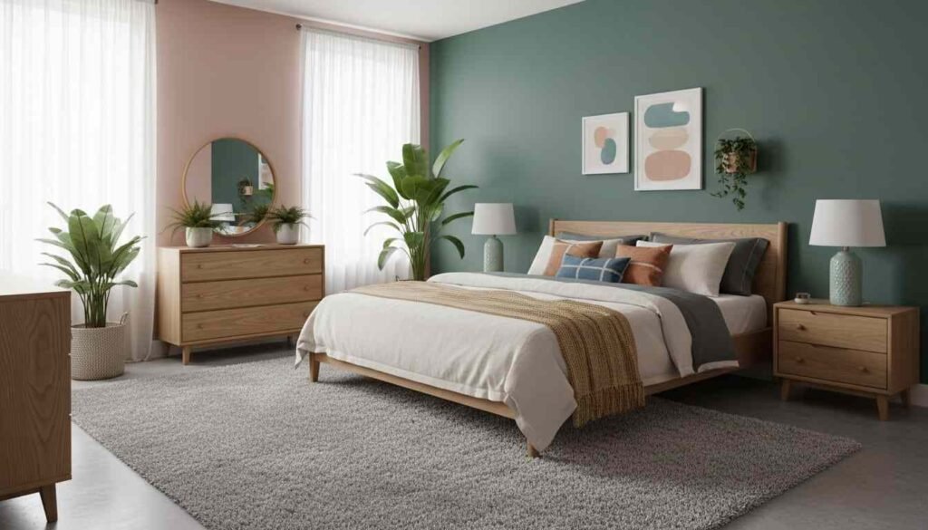 Warm and pastel bedroom color schemes with calm and inviting design