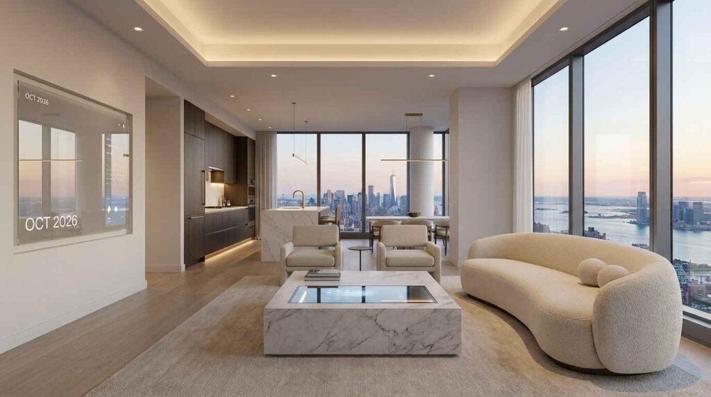 Open plan luxury apartment interior design USA