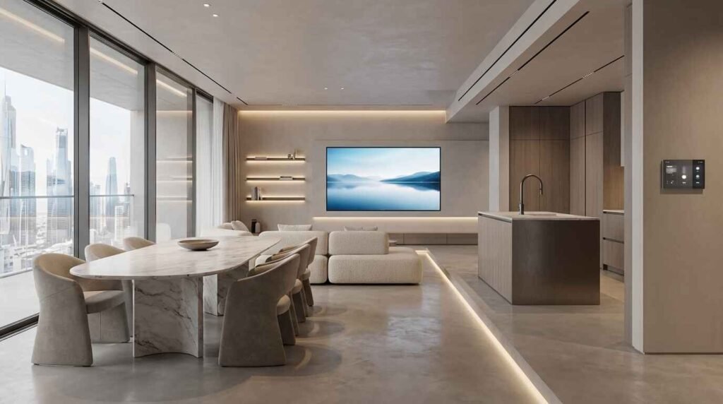 Luxury smart apartment interior design 2026 modern American apartment